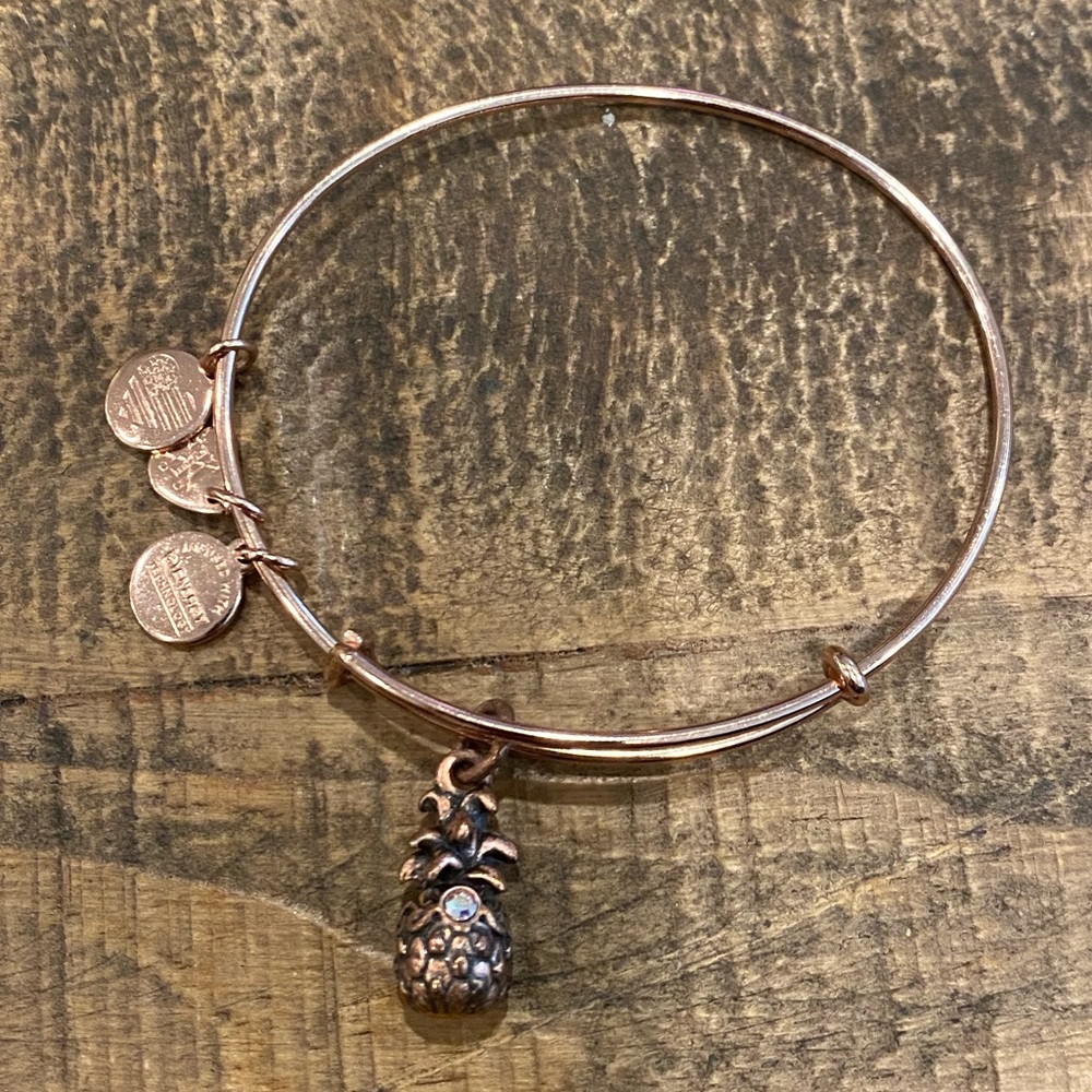 Previously worn - Alex and Ani - rose gold pineapple bracelet
